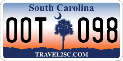 SC license plate OOT098