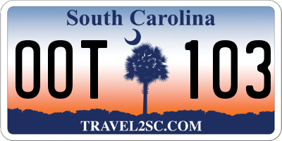 SC license plate OOT103