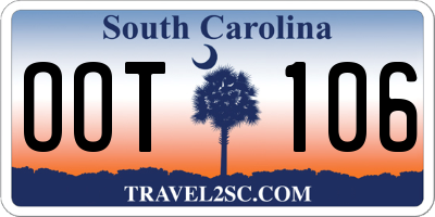 SC license plate OOT106
