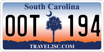 SC license plate OOT194