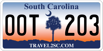 SC license plate OOT203