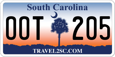 SC license plate OOT205
