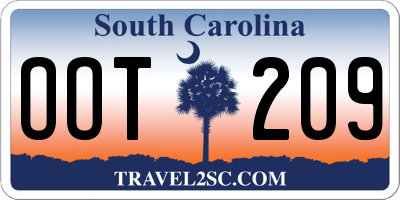 SC license plate OOT209