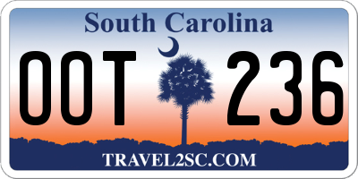 SC license plate OOT236