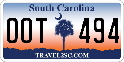 SC license plate OOT494
