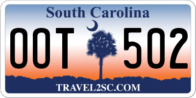 SC license plate OOT502