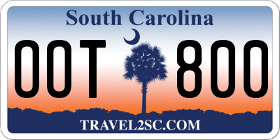 SC license plate OOT800