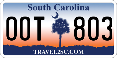 SC license plate OOT803