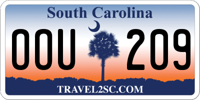 SC license plate OOU209