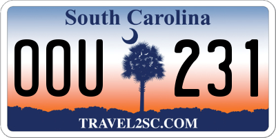 SC license plate OOU231