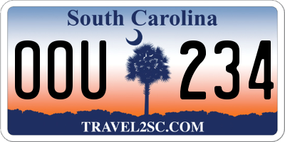 SC license plate OOU234