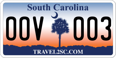 SC license plate OOV003