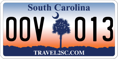 SC license plate OOV013