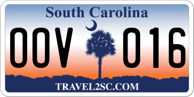 SC license plate OOV016