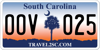 SC license plate OOV025