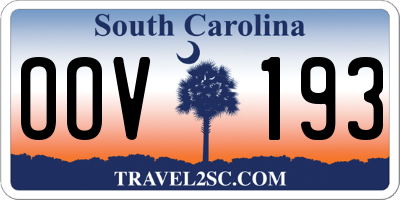 SC license plate OOV193