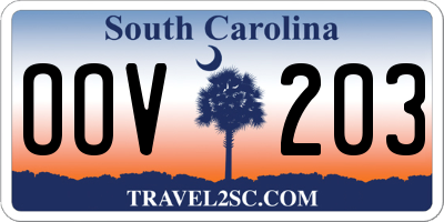 SC license plate OOV203