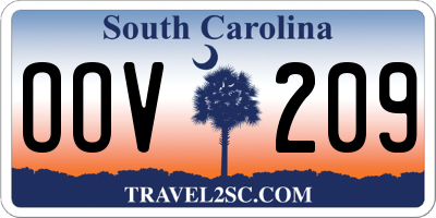 SC license plate OOV209