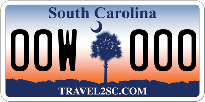 SC license plate OOW000