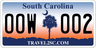 SC license plate OOW002
