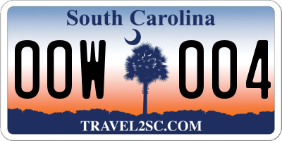 SC license plate OOW004