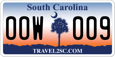 SC license plate OOW009