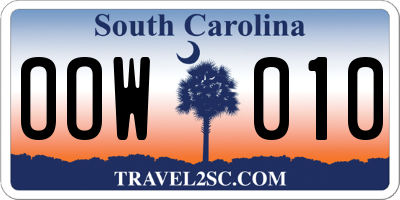SC license plate OOW010