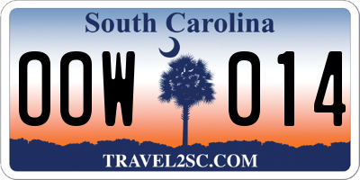 SC license plate OOW014