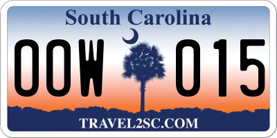 SC license plate OOW015