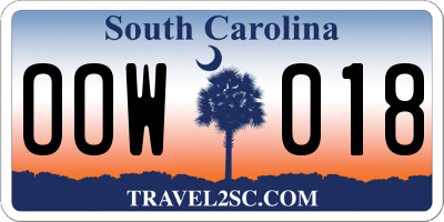 SC license plate OOW018