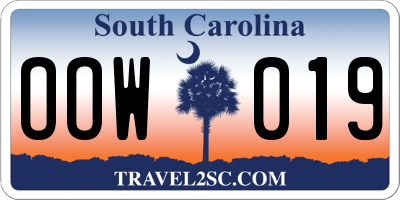 SC license plate OOW019