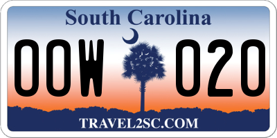 SC license plate OOW020