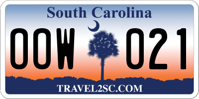SC license plate OOW021