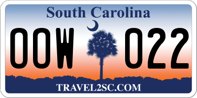 SC license plate OOW022