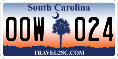 SC license plate OOW024
