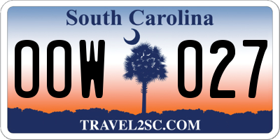 SC license plate OOW027