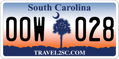 SC license plate OOW028