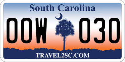 SC license plate OOW030