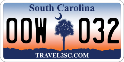 SC license plate OOW032
