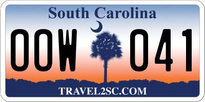 SC license plate OOW041