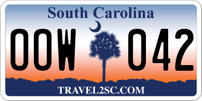 SC license plate OOW042