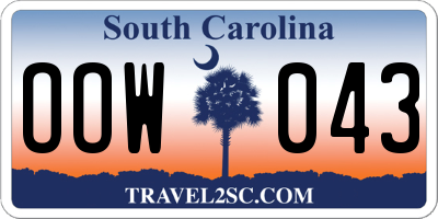 SC license plate OOW043