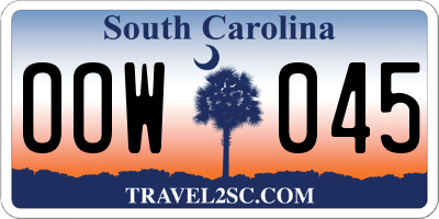 SC license plate OOW045