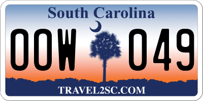 SC license plate OOW049