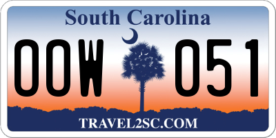 SC license plate OOW051