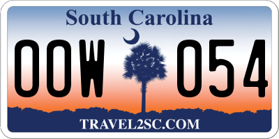 SC license plate OOW054