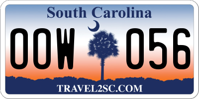 SC license plate OOW056