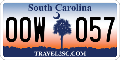 SC license plate OOW057