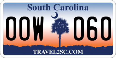 SC license plate OOW060