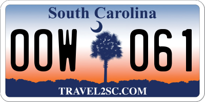 SC license plate OOW061